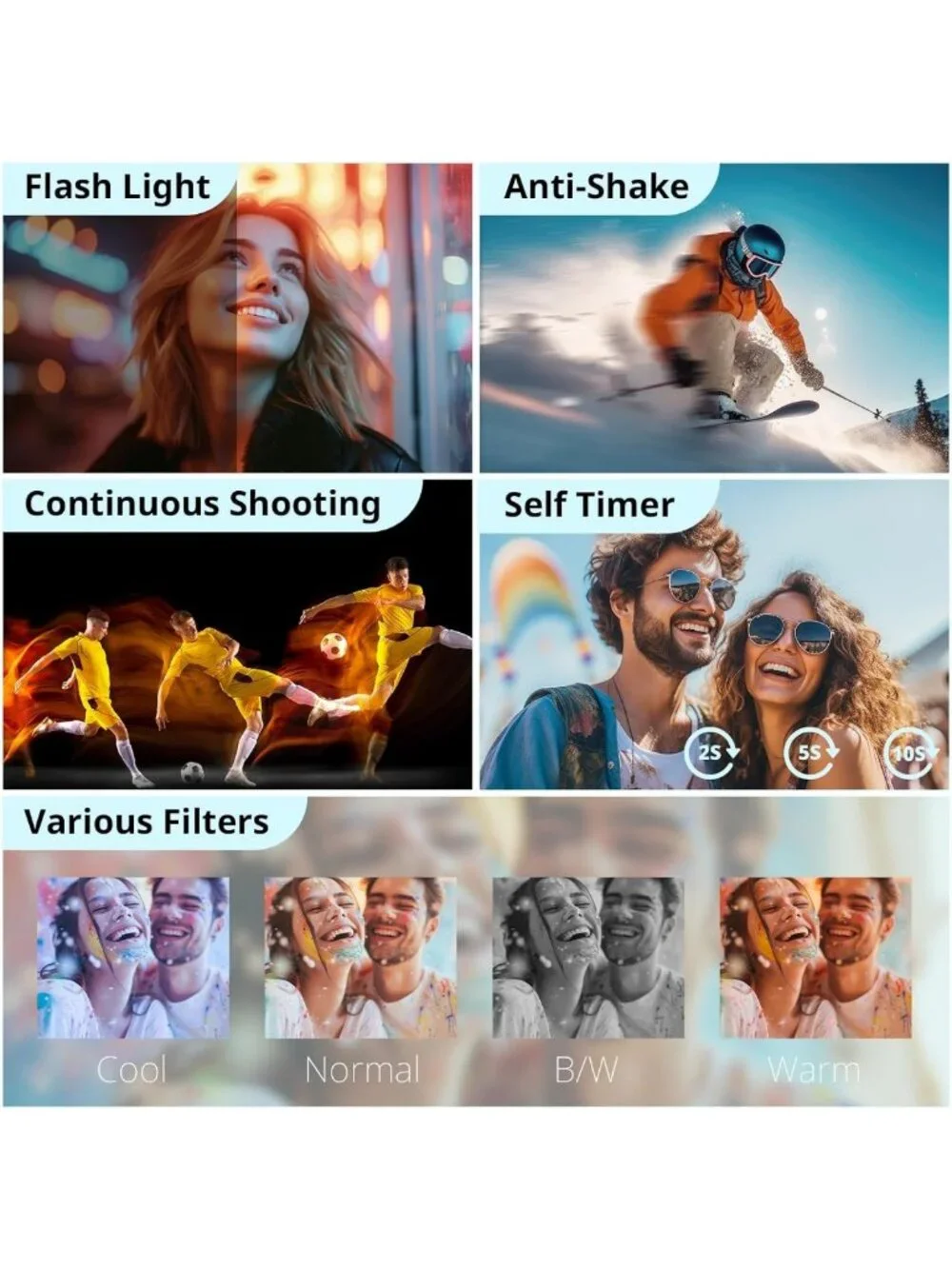48MP 4K Digital Camera for Vlogging & Photography, 180° Flip Screen, Compact